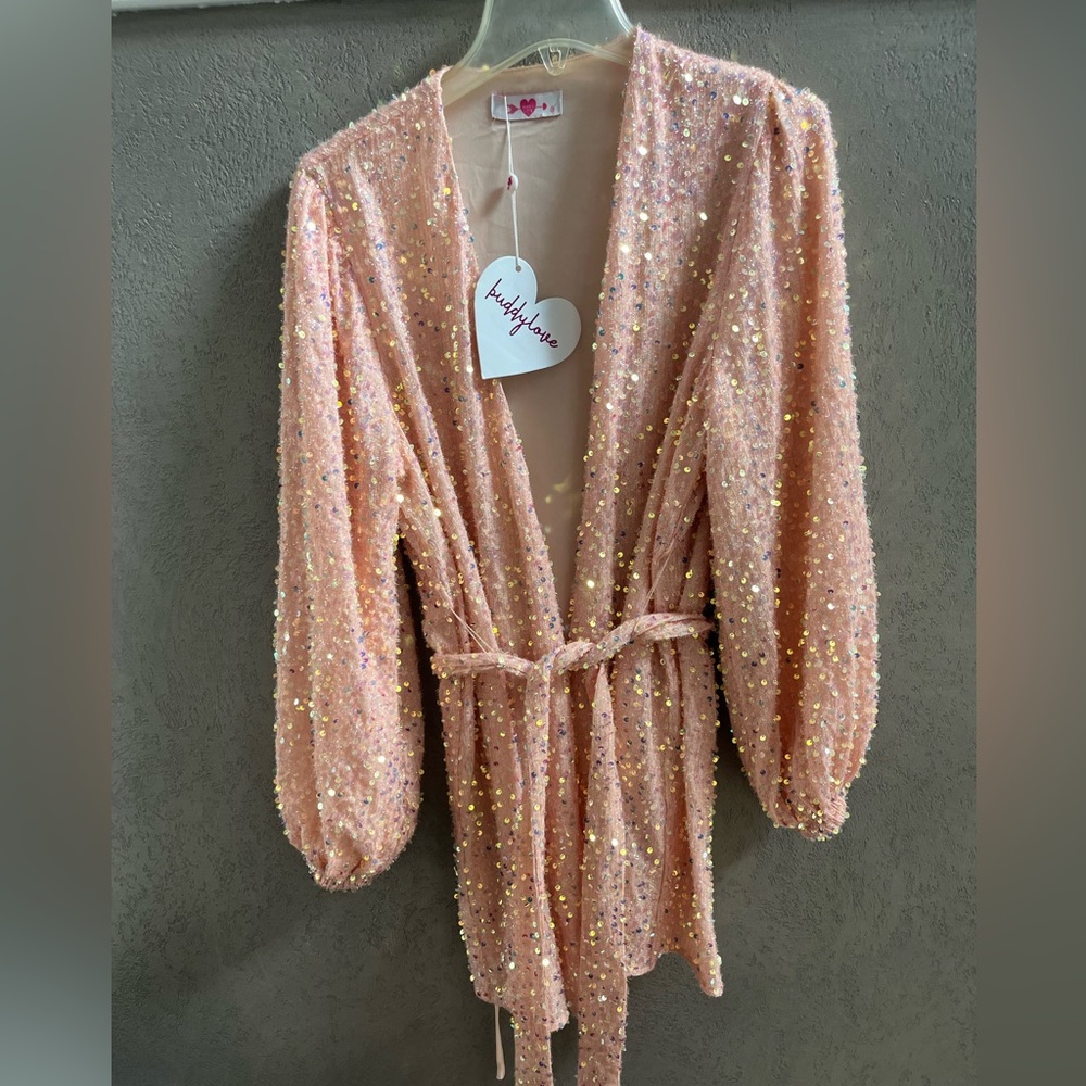 BUDDY LOVE PINK SEQUINS WRAP DRESS NWT- SIZE XS